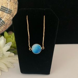 Yellow Gold Plated Sugar Druzy CZ Quartz Adjustable Bracelet